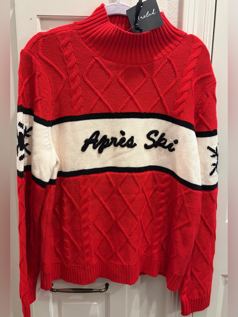 NWT MARLED “APRÈS SKI”  Red Cable-Knit Sweater - Slope Ready!!